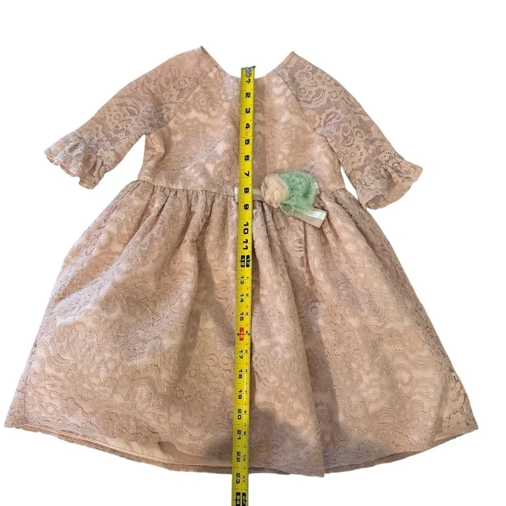Pippa & Julie|Kids Girls Pastourelle Pink Lace Pink Dress-Size 5 years